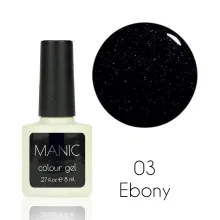 MANIC Lakier Hybrydowy Szaro Czarny Brokatowy 8 ml Ebony 03