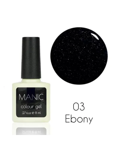Szaro Czarny Brokatowy Lakier Hybrydowy MANIC Ebony 03 – Wyrafinowany Szyk w Jednej Warstwie