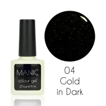 MANIC Lakier Hybrydowy Czarny Złoty Brokatowy 8 ml Gold in Dark 04