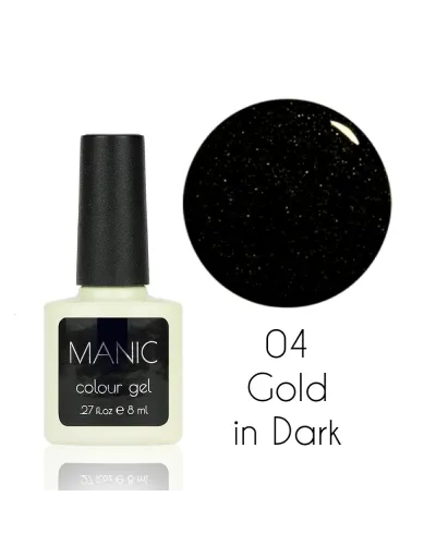 Czarny Złoty Brokatowy Lakier Hybrydowy MANIC Gold in Dark 04 – Elegancja w Każdym Detalu