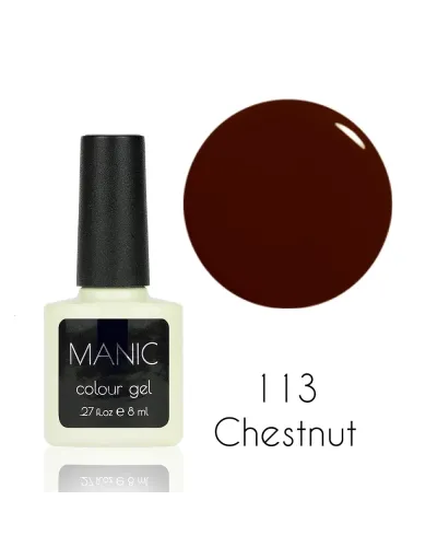 Jasno Brązowy Lakier Hybrydowy MANIC Chestnut 113 – Wyrafinowana Elegancja i Trwałość