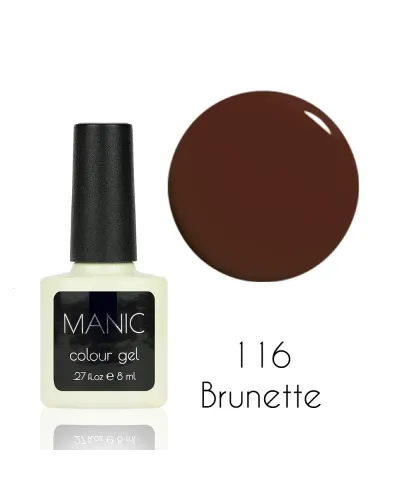 Czekoladowo Brązowy Lakier Hybrydowy MANIC Brunette 116 – Elegancja i Trwałość w Wyrafinowanym Odcieniu