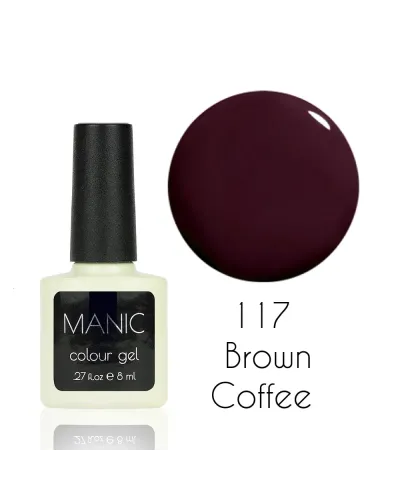 Fioletowo Brązowy Lakier Hybrydowy MANIC Brown Coffee 117 – Szykowny Wyrafinowany Odcień z Niezrównaną Trwałością