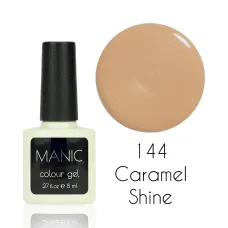 MANIC Lakier Hybrydowy Delikatny Brokatowy Beżowy Naturalny Pastelowy Nude 8 ml Caramel Shine 144
