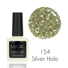 MANIC Lakier Hybrydowy Holograficzny Srebrny Brokatowy 8 ml Silver Holo 154