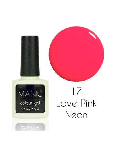 Fluorescencyjny, Świecący Różowy Neonowy Lakier Hybrydowy MANIC Love Pink Neon 17 – Neonowy Blask i Niezrównana Trwałość