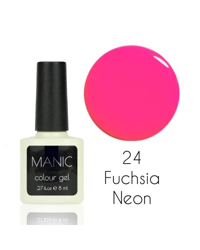 Lakier Hybrydowy MANIC 24 Różowy Fuchsia Neonowy Fluorescencyjny, Świecący – Wyrazisty Neonowy Blask i Perfekcyjna Trwałość