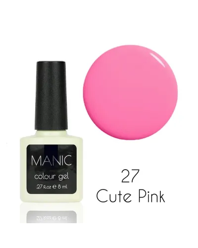 Delikatnie Różowy Lakier Hybrydowy MANIC Cute Pink 27 – Subtelna Elegancja i Trwałość