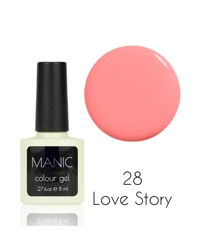 Delikatny Brzoskwiniowy Pastelowy Nude Lakier Hybrydowy MANIC Love Story 28 – Wyjątkowa Elegancja i Trwałość