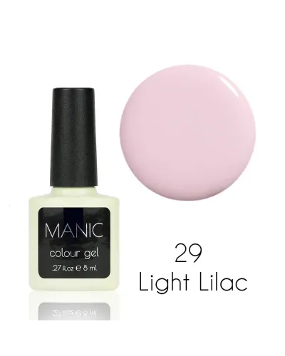 Delikatny Liliowy Pastelowy Nude Lakier Hybrydowy MANIC Light Lilac 29 – Elegancja i Wyjątkowa Trwałość