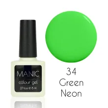 MANIC Lakier Hybrydowy Neonowy Zielony Fluorescencyjny, Świecący 8 ml Green Neon 34