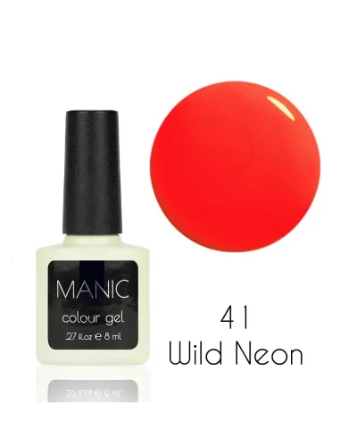 Fluorescencyjny, Świecący Neonowy Koralowy Lakier Hybrydowy MANIC Wild Neon 41 – Energia i Perfekcyjna Trwałość