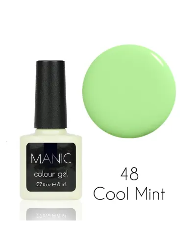 Delikatny Miętowy Pastelowy Nude Lakier Hybrydowy MANIC Cool Mint 48 – Świeżość i Perfekcyjna Trwałość