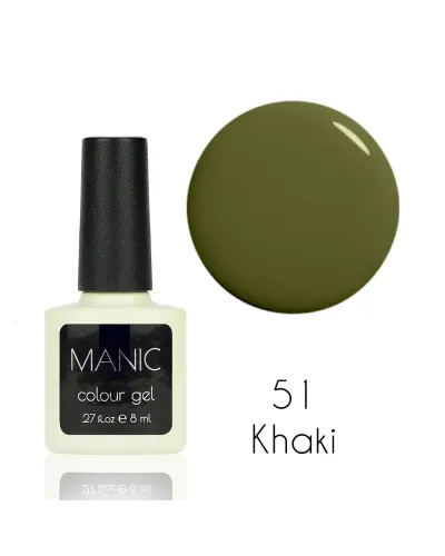 Szykowny Zielony Khaki Lakier Hybrydowy MANIC 8 ml Khaki 51 – Wyrafinowany Manicure