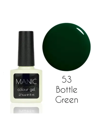 Szykowny Zielony Butelkowy Lakier Hybrydowy MANIC 8 ml Bottle Green 53 – Klasa i Wyjątkowość