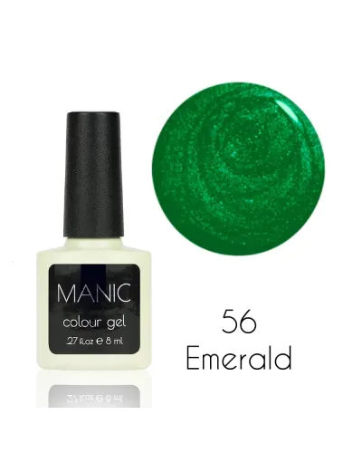 Szykowny Zielony Brokatowy Lakier Hybrydowy MANIC 8 ml Emerald 56 – Wyrafinowanie i Blask
