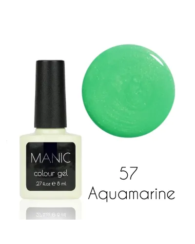Szykowny Delikatnie Zielony Brokatowy Lakier Hybrydowy MANIC 8 ml Aquamarine 57 – Elegancja i Blask