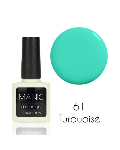Szykowny Jaskrawy Turkusowy Lakier Hybrydowy MANIC 8 ml Turquoise 61 – Świeżość i Wyrafinowanie