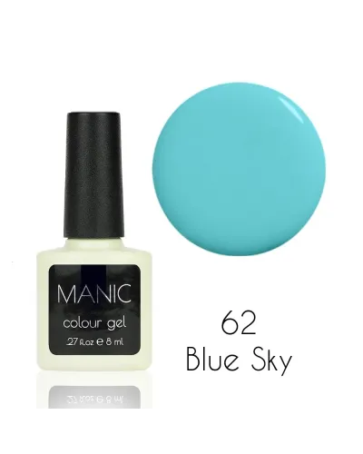 Szykowny Błękitny Lakier Hybrydowy MANIC 8 ml Blue Sky 62 – Elegancja i Trwałość