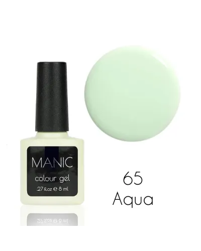 Delikatny Błękitny Pastelowy Nude Lakier Hybrydowy MANIC 8 ml Aqua 65 – Świeżość w Każdym Detalu!