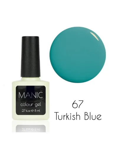 Wyciszony Błękitny Lakier Hybrydowy MANIC 8 ml Turkish Blue 67 – Elegancja i Trwałość