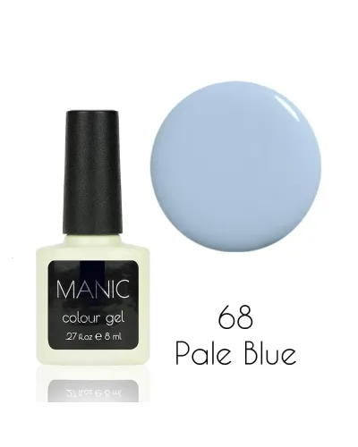Szykowny Delikatny Szaro Błękitny Pastelowy Nude Lakier Hybrydowy MANIC 8 ml Pale Blue 68 – Subtelność i Perfekcja