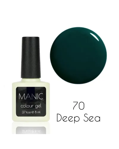 Szykowny Ciemno Zielony - Fala Morska Zieleń Lakier Hybrydowy MANIC 8 ml Deep Sea 70 – Elegancja w Głębokim Odcieniu