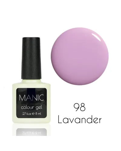 Delikatny Liliowy Pastelowy Nude Lakier Hybrydowy MANIC 8 ml Lavander 98 Subtelność i Elegancja