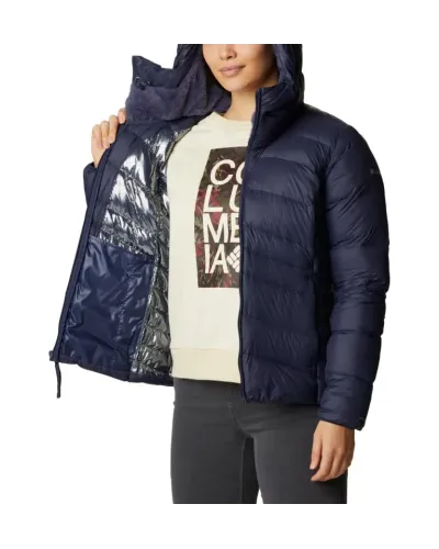 Kurtka puchowa Columbia Autumn Park Down Hooded granatowa w rozmiarze XS – Omni-Heat™ z syntetycznym puchem
