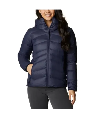 Kurtka puchowa Columbia Autumn Park Down Hooded granatowa w rozmiarze XS – Omni-Heat™ z syntetycznym puchem