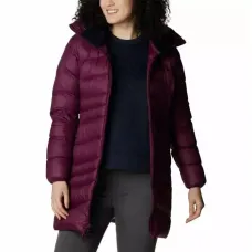 Damska Kurtka Puchowa Columbia Autumn Park™ Down Mid Jacket XS – Bordowa, Wodoodporna, Ocieplana z Kapturem