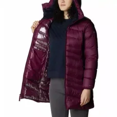 Damska Kurtka Puchowa Columbia Autumn Park™ Down Mid Jacket XS – Bordowa, Wodoodporna, Ocieplana z Kapturem