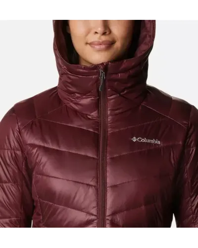 Damska kurtka puchowa ocieplana Columbia Joy Peak Omni-Heat Infinity bordowa XS