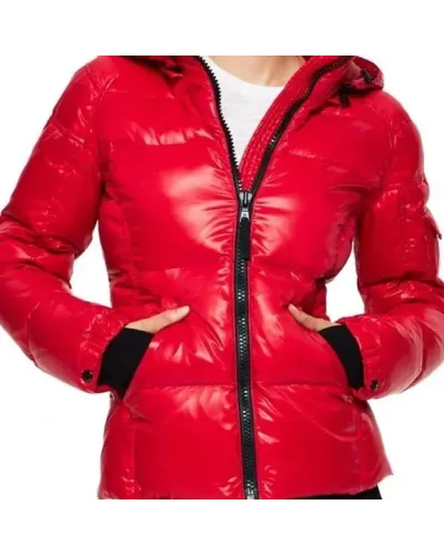 Damska kurtka puchowa S13 New York Quilted Down-Fill Puffer – Czerwona, Rozmiar S