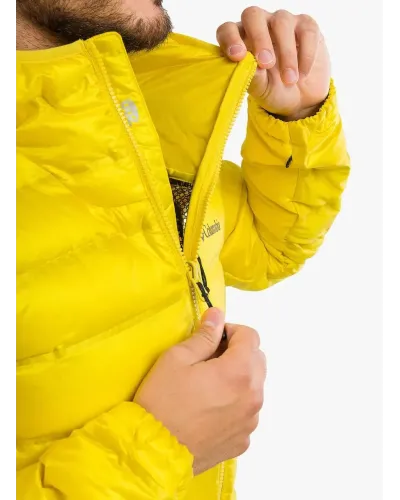 Męska kurtka Columbia Pebble Peak Down Hooded Jacket L – Żółta, puchowa, wodoodporna i ciepła