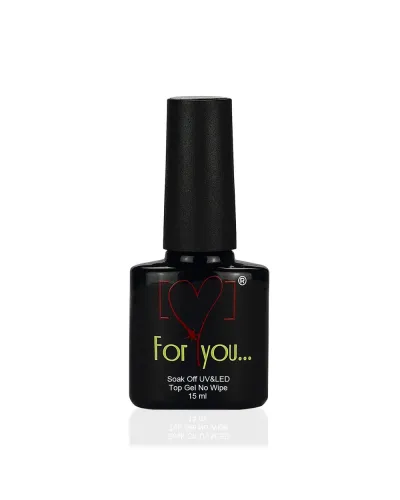 FOR YOU Top Hybrydowy UV/LED Bez Lepkiej Warstwy No Wipe 15 ml – Idealny Wykończenie dla Profesjonalistów (tylko do żelu)